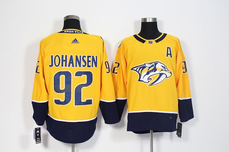 Men Nashville Predators #92 Johansen Yellow Hockey Stitched Adidas NHL Jerseys